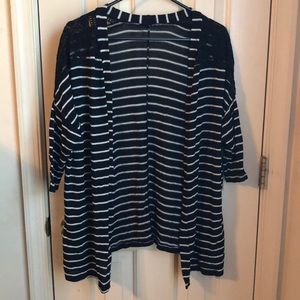 Ladies Quarter Sleeve Black w/ White Stripes